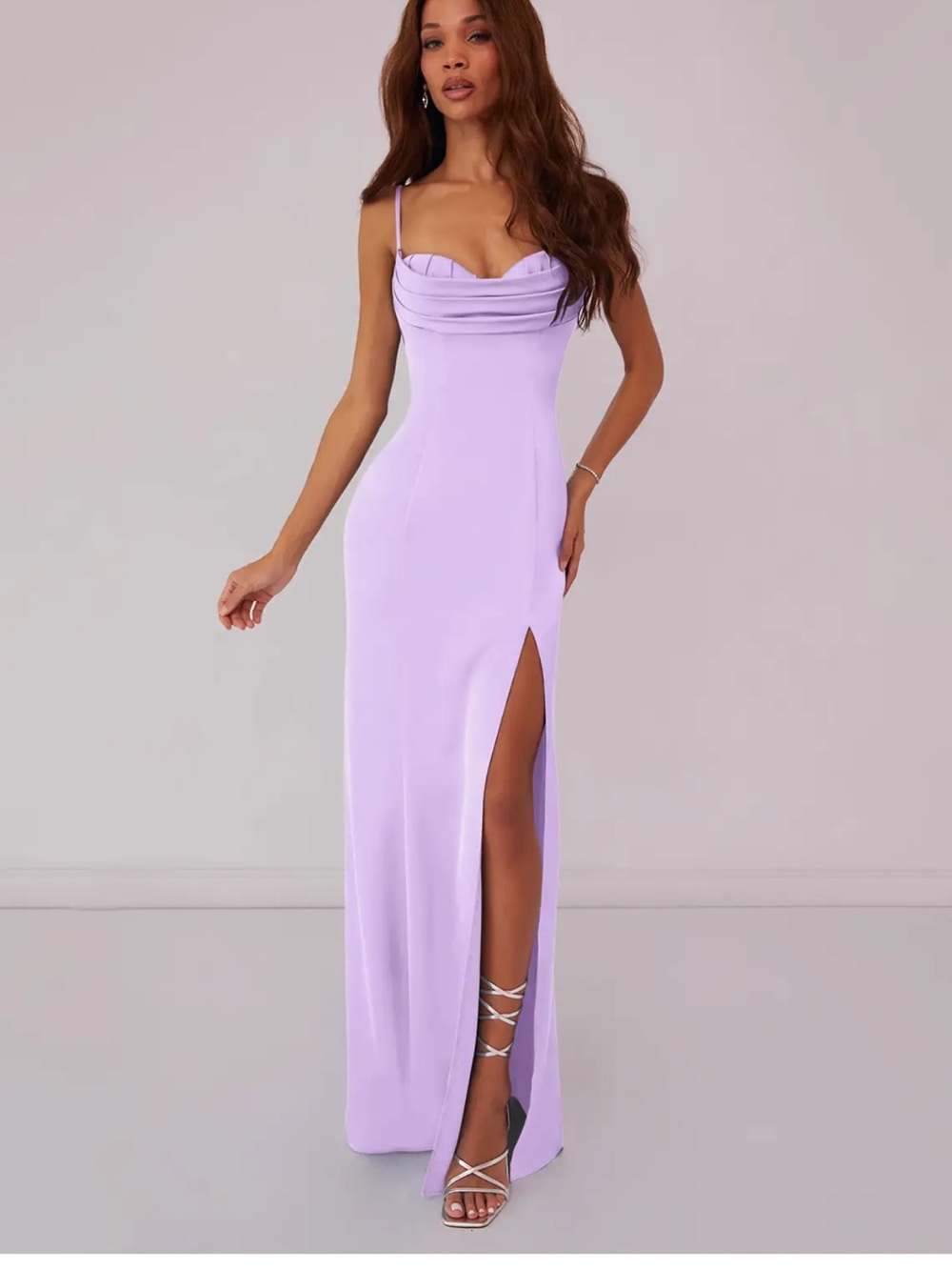 Azazie Lilac Maxi Dress with High Side Slit